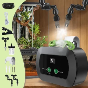 Reptile Humidifier Automatic Mister for Reptile Tank with Timer Portable Fogger 360 Adjustable Nozzle for Chameleon Frog Snake