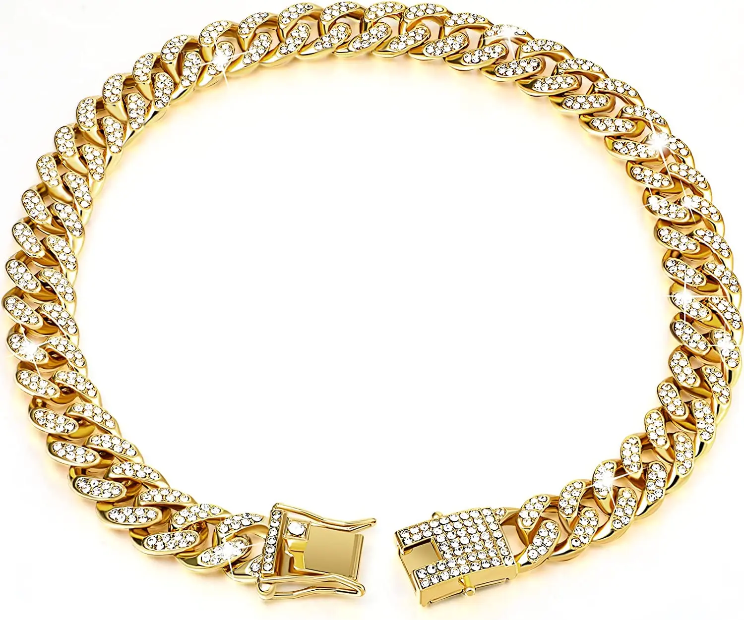 Luxury Cuban Link Cat Necklace Jewelry Rhinestone Collar Cat Gold Chain Kitten Wedding Prom Costume Accessories for Cats Puppy - Image 9