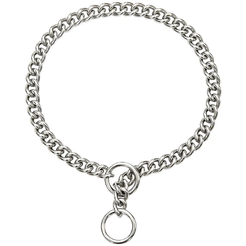 Durable Silver Dog Chain Collar Stainless Steel Choke Cuban Link Necklace Pet Training Collar for Small Medium Large Dogs Pitbul
