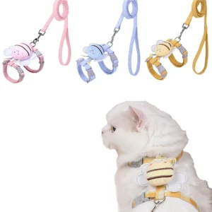 Cat Small Dog Harness, Reflective Bee Pattern Chest Strap, Breathable Easy Wear Four-Season Pet Harness, 1PC