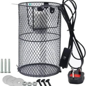 Plus Size Reptile Heat Lamp Holder Heating Light Bulbs Lampshade Anti-Scald Heater Guard with Switch for Lizard Turtle Birds