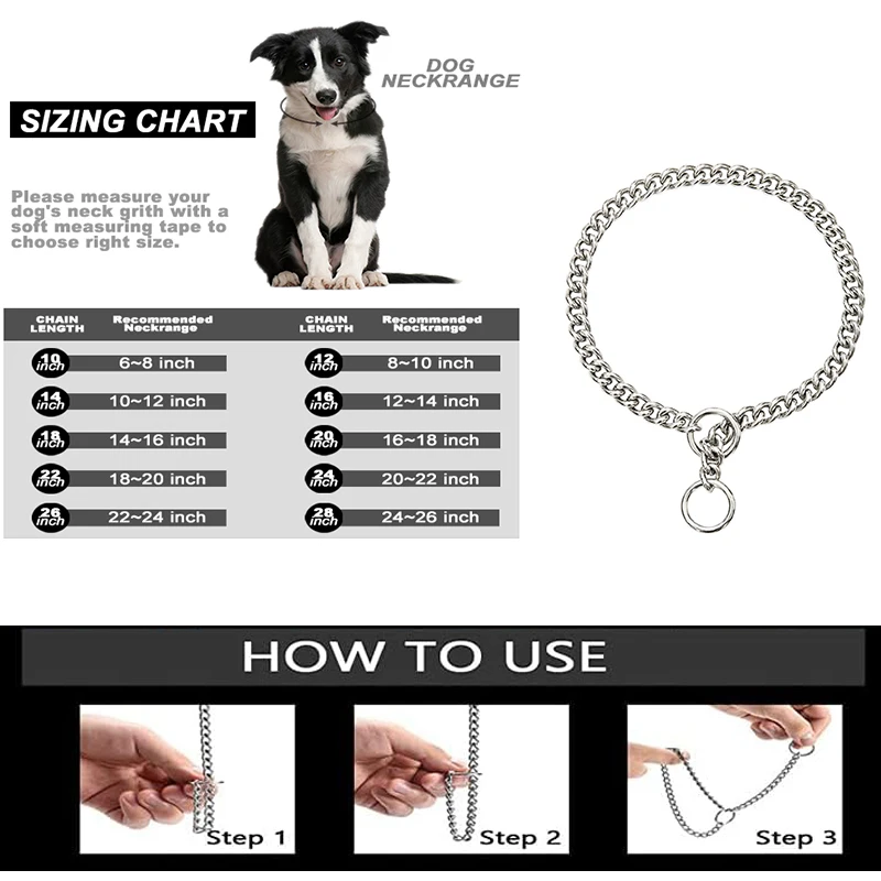 Durable Silver Dog Chain Collar Stainless Steel Choke Cuban Link Necklace Pet Training Collar for Small Medium Large Dogs Pitbul - Image 5