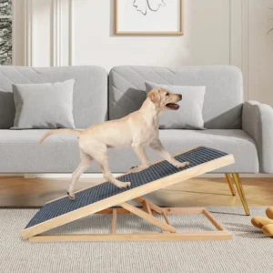 39“ Foldable Dog Ramp Stairs with Adjustable Height for Bed Couch Car SUV Pet Ramp for Small Large Dogs to Climb High Sofas Beds
