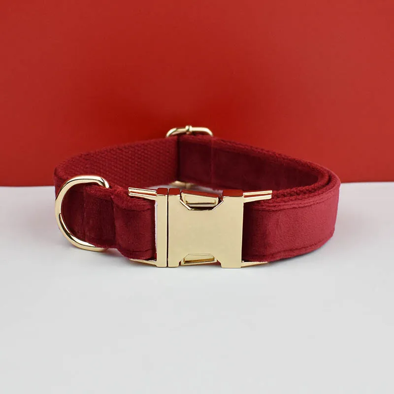 Velvet Collar Free Engrave Dog Collar Leash For Medium Big Pet Necklace Dog Accessories Dog Collars - Image 27