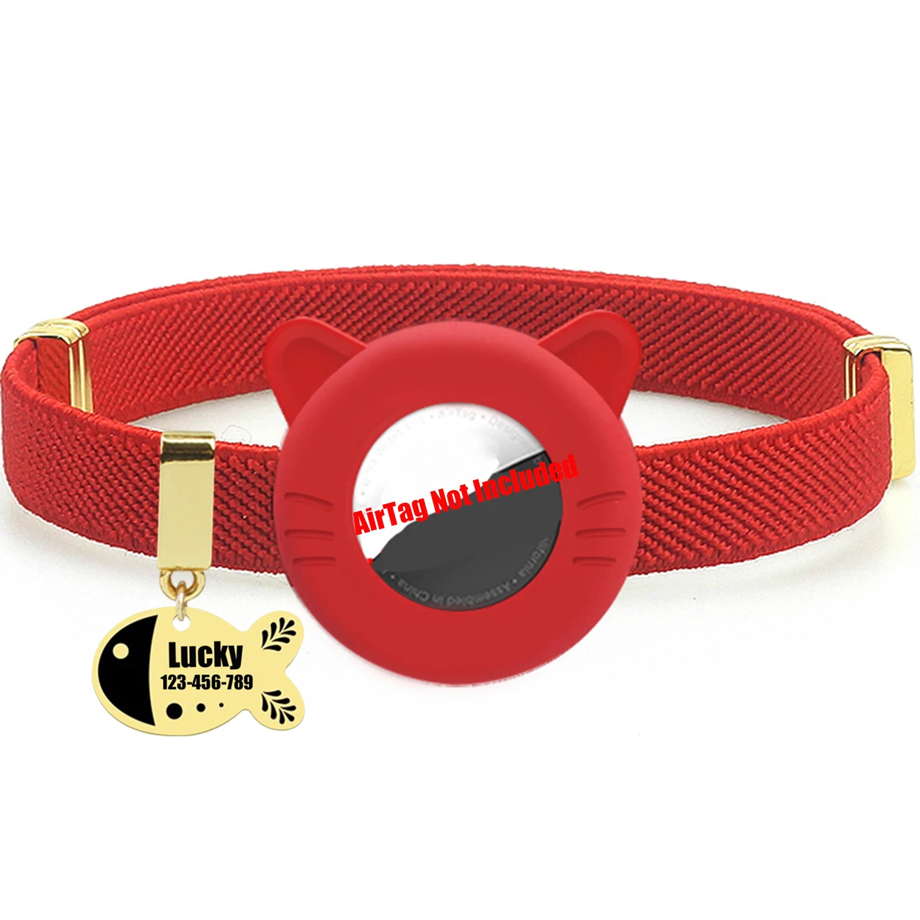 Customized Cat Collar Pet ID Name Tag For AirTag Holder Cute Cat Necklace Tracker Elastic Kitten Dog Collars Not Included GPS - Image 11