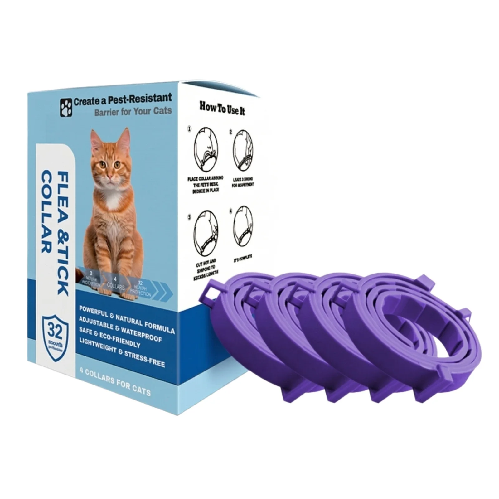 4-Pack Adjustable Pet Soothing And Soothing Collar For Cat - Image 2