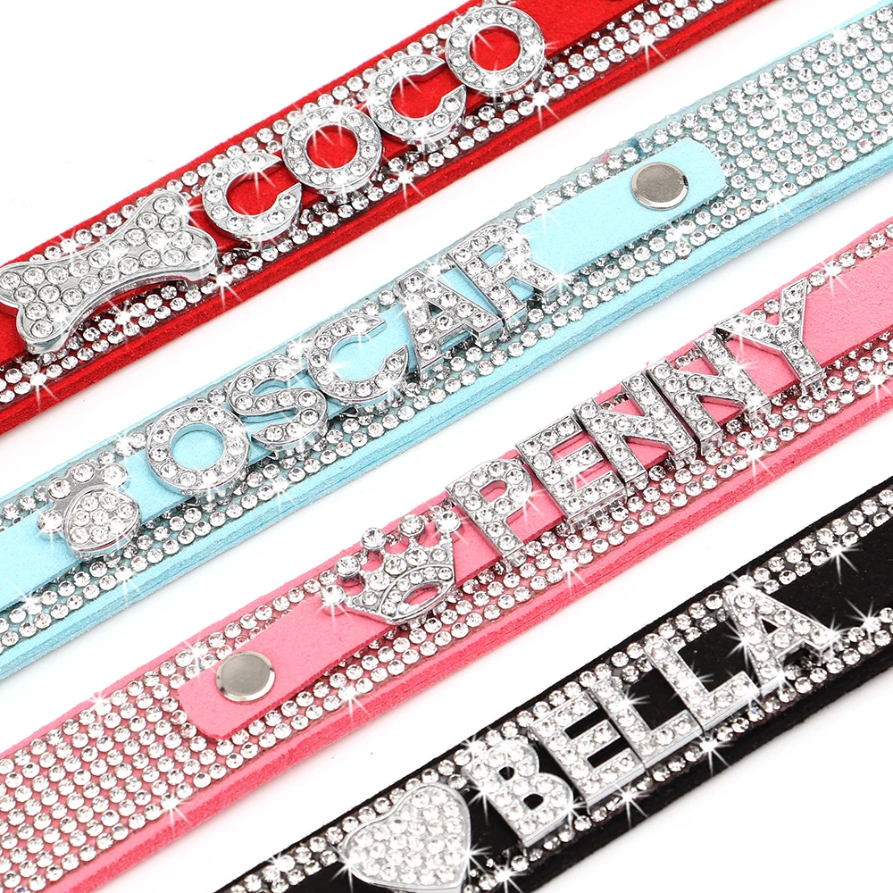 Bling Rhinestone Cat Collar Free Custom Puppy Cats Collars Personalized Kitten Name Charms Pet Crystal Necklace Cat Accessories - Image 5