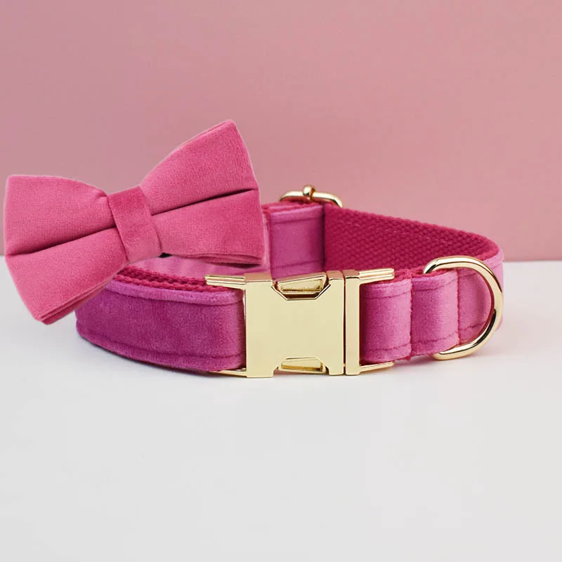 Velvet Collar Free Engrave Dog Collar Leash For Medium Big Pet Necklace Dog Accessories Dog Collars - Image 18