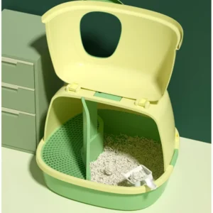 Large Corridor Cat Litter Box Spacious Toilet Anti-Splash Tray Fully Enclosed with Lift Cover Odor-Removing Sand Pedal Design