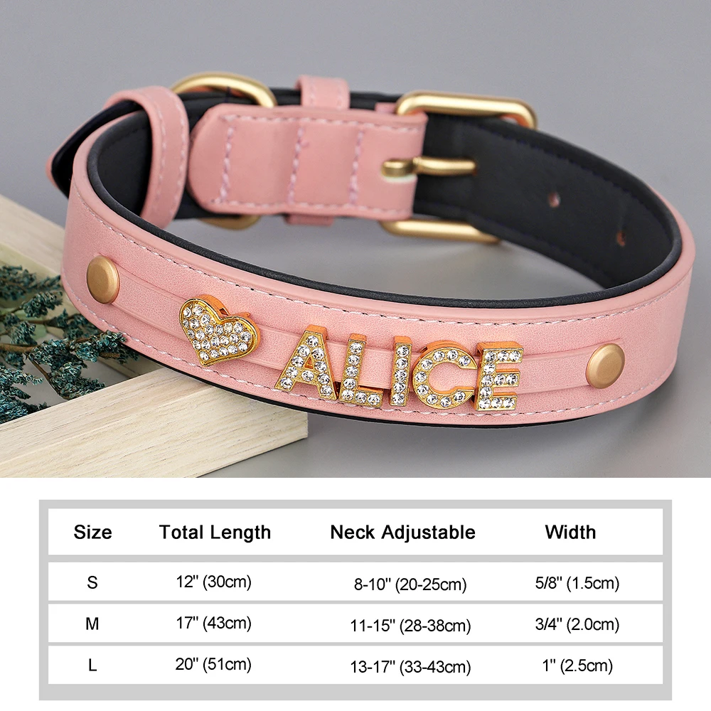 Personalized Puppy Dog Collar Bling Rhinestone Dogs Name Collars Chihuahua Pug Cat Collars Name Letter Charm Pet Accessories - Image 25