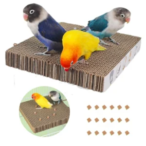 Bird Paper Parakeet Shredding Chewing Toys with cork Parrot Perch Platform Conure Foraging Toys Small Birds Cage Accessory S/L