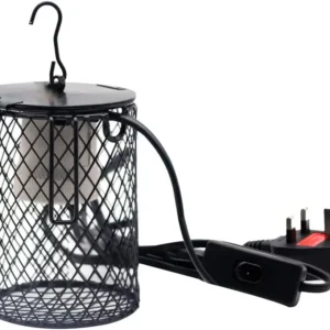 Reptile Heat Lamp Heater Holder Ceramic Heat Lamps Lampshade Holder Anti Hot Bracket Cage for Lizard, Tortoise, Snake(UK Plug)