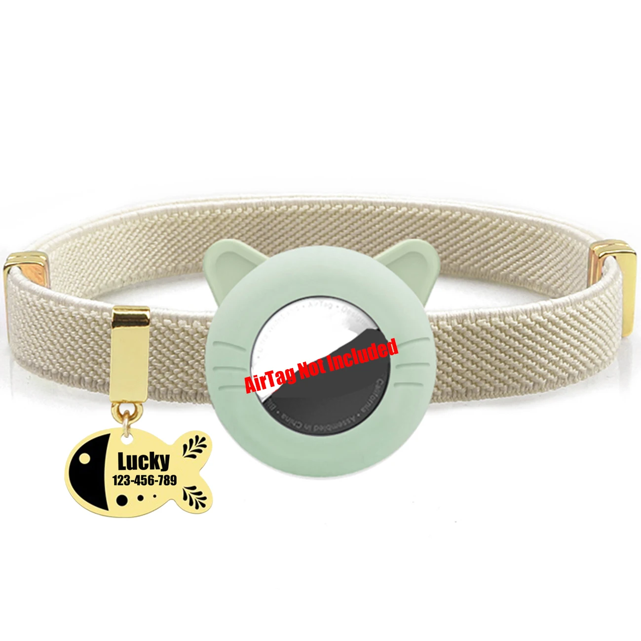 Customized Cat Collar Pet ID Name Tag For AirTag Holder Cute Cat Necklace Tracker Elastic Kitten Dog Collars Not Included GPS - Image 8