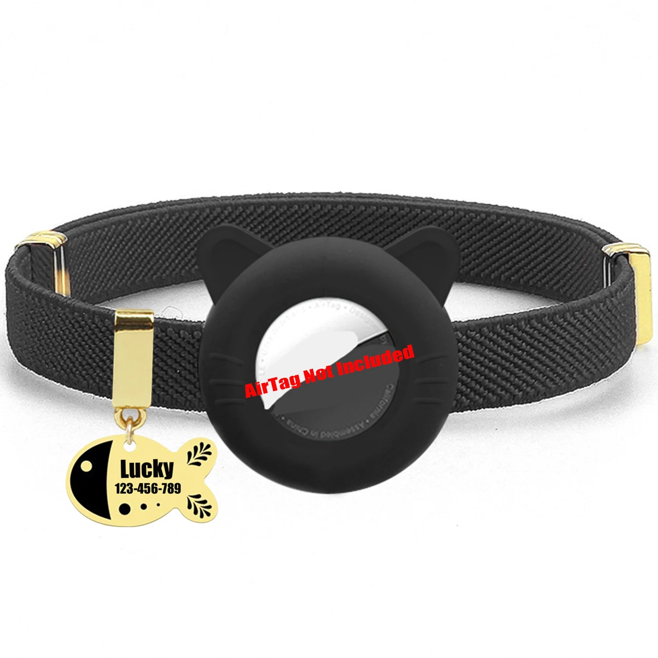 Customized Cat Collar Pet ID Name Tag For AirTag Holder Cute Cat Necklace Tracker Elastic Kitten Dog Collars Not Included GPS - Image 16