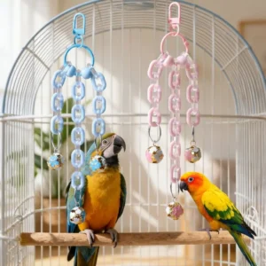 Bite Resistant Bird Chain Bells Toys Metal Bell Wear-resistant Bird Hanging Bell Ball Exercising Toy Parrot Chewing Toys