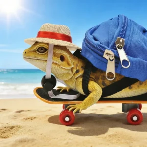 Funny Anti-crack Pet Skateboard Toys Set Rotary Wheel Plastic Parrot Skateboard Backpack Lizard Mini Scooter Pet Gifts
