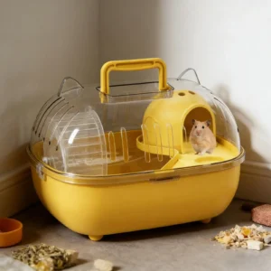 Small Pet Carrier Transparent Cover Travel Cage for Hamsters Rabbits Rodents Lizards Transport Short Trip Car Outing Picnic