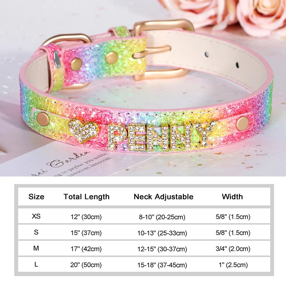 Personalized Puppy Dog Collar Bling Rhinestone Dogs Name Collars Chihuahua Pug Cat Collars Name Letter Charm Pet Accessories - Image 11
