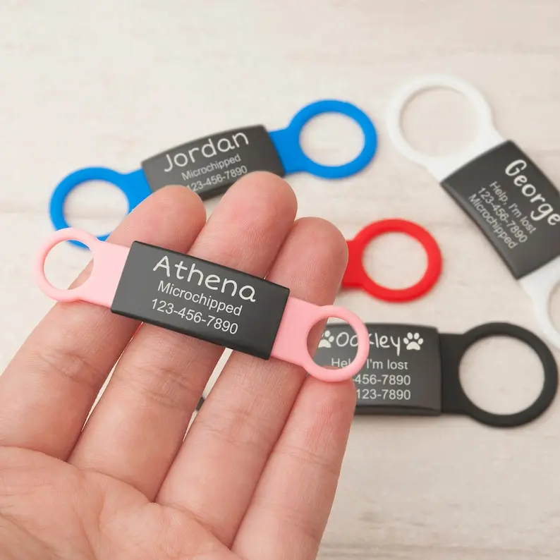 Cat Tags Slide on Pet Tag Custom Slide on Pet Id Tag Cat Name Tag Silent No Noise Slide Cat Collar Tag Gifts Name Phone Number - Image 9
