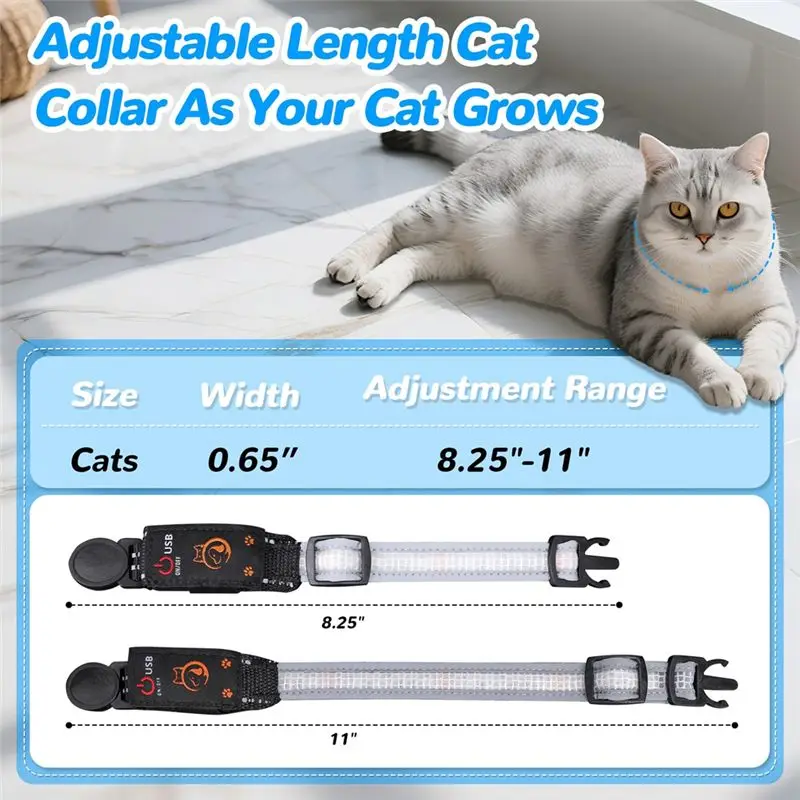 ^Arrival Cat Collar With Remote, Rechargeable Waterproof LED Light For Night, Dog For Night Walking Accessories - Image 6