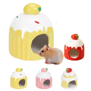 Cake Style Chinchilla Mini Hut Cave Cage Accessory Dwarf Hamsters Gerbils Hedgehog Christmas Small Animal Hideout Ceramic House