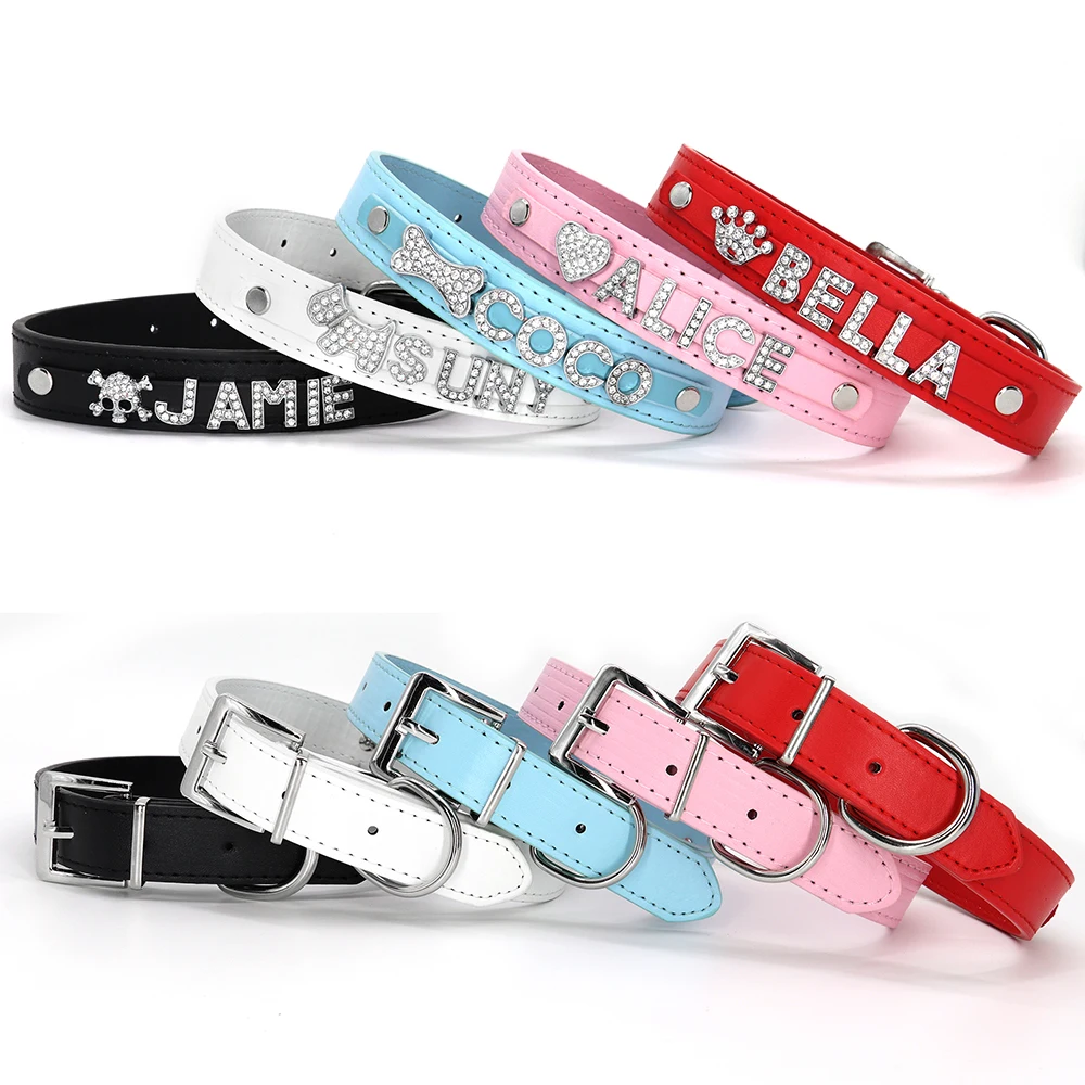 Bling Rhinestone Cat Collar Free Custom Puppy Cats Collars Personalized Kitten Name Charms Pet Crystal Necklace Cat Accessories - Image 3