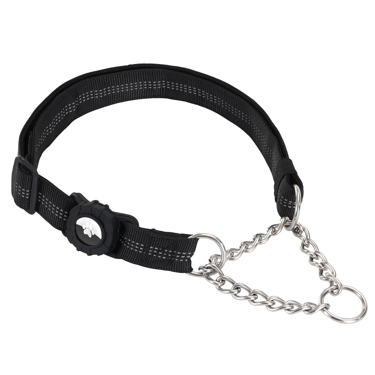 Dog Collar with Air Tag Holder, Reflective Nylon Soft Padded No Pull Training Collars Adjustable Stainless Steel Chain Collar f - Image 11