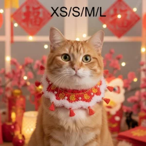 New Year Knitted Cats Collar ,Costume Accessory, Dress up Costume, Handwoven, Crochet Bib ,Adjustable ,Kitten Necklace Scarf