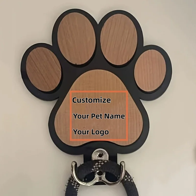 Custom Wooden Paw Print Dog Leash Hanger Wall Hook - Claw Design Coat & Collar Holder for Dog Lovers Unique Pet Gift - Image 2