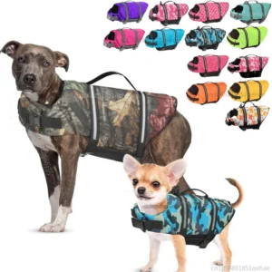 Dog Life Jacket Vest for Swimming Boating Adjustable Puppy Life Jacket with Reflective Stripes for Small Medium Large Dogs