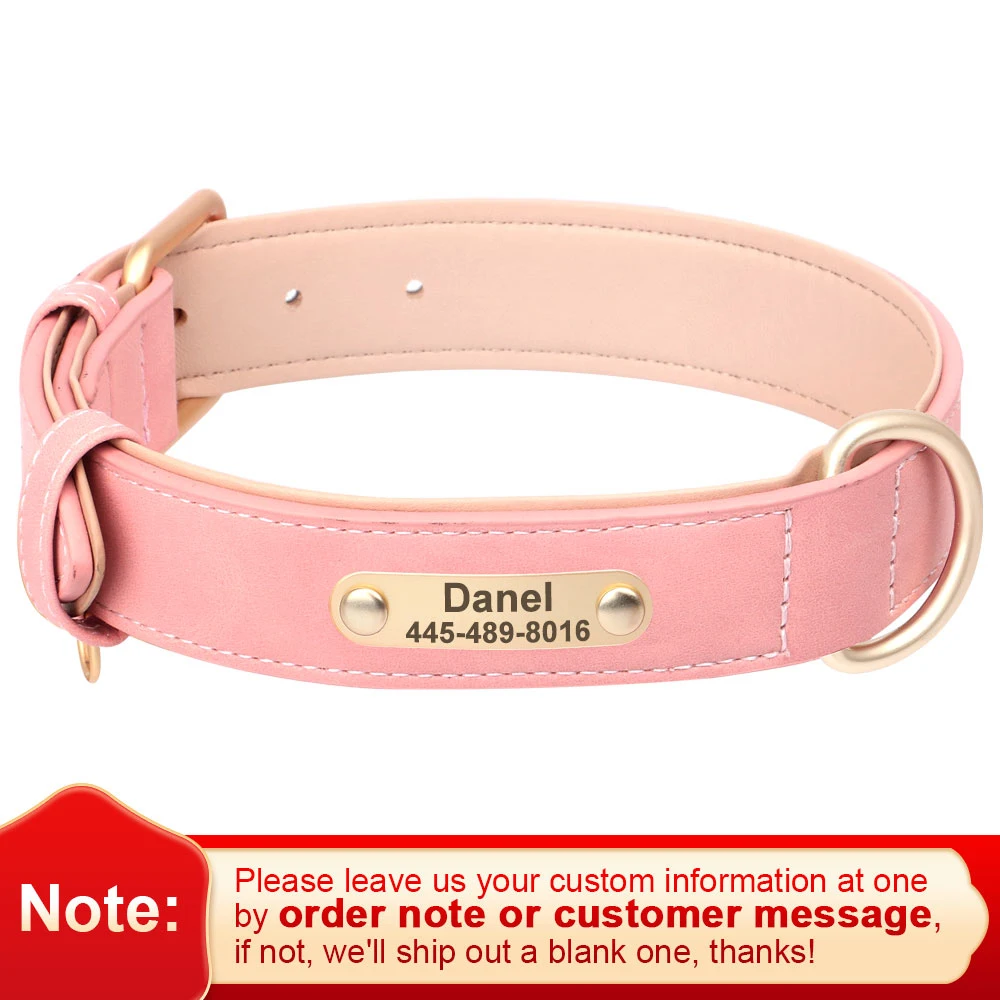 Customized Dog Collar PU Leather Dogs Collars Personalized Pet ID Name Necklace Free Engraving for Small Medium Large Dogs Pug - Image 9