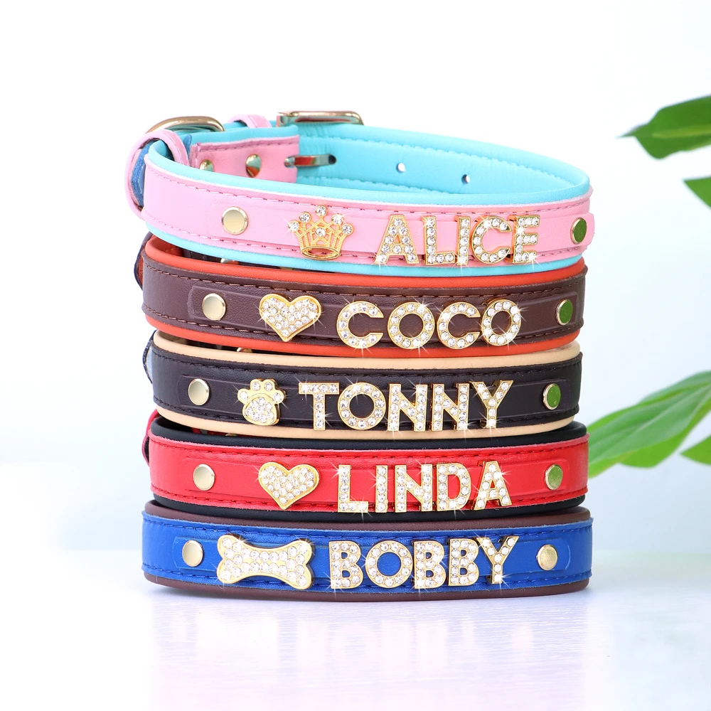 Bling Rhinestone Cat Collar Free Custom Puppy Cats Collars Personalized Kitten Name Charms Pet Crystal Necklace Cat Accessories - Image 4