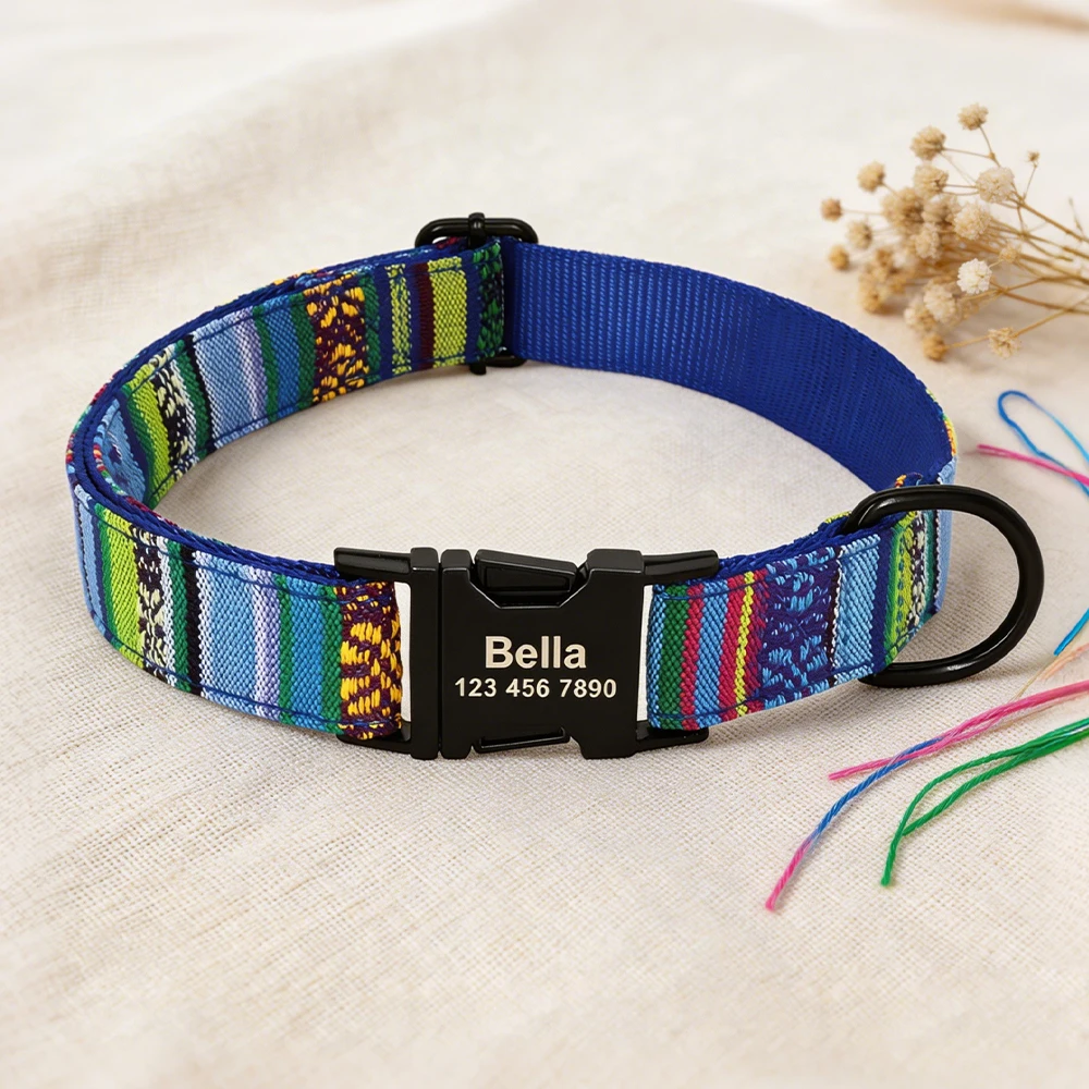 Custom Dog Collar Nylon Dog Collars Free Engraved Pet Puppy Dog Name ID Buckle Necklace Adjustable for Small Medium Large Dogs - Image 7