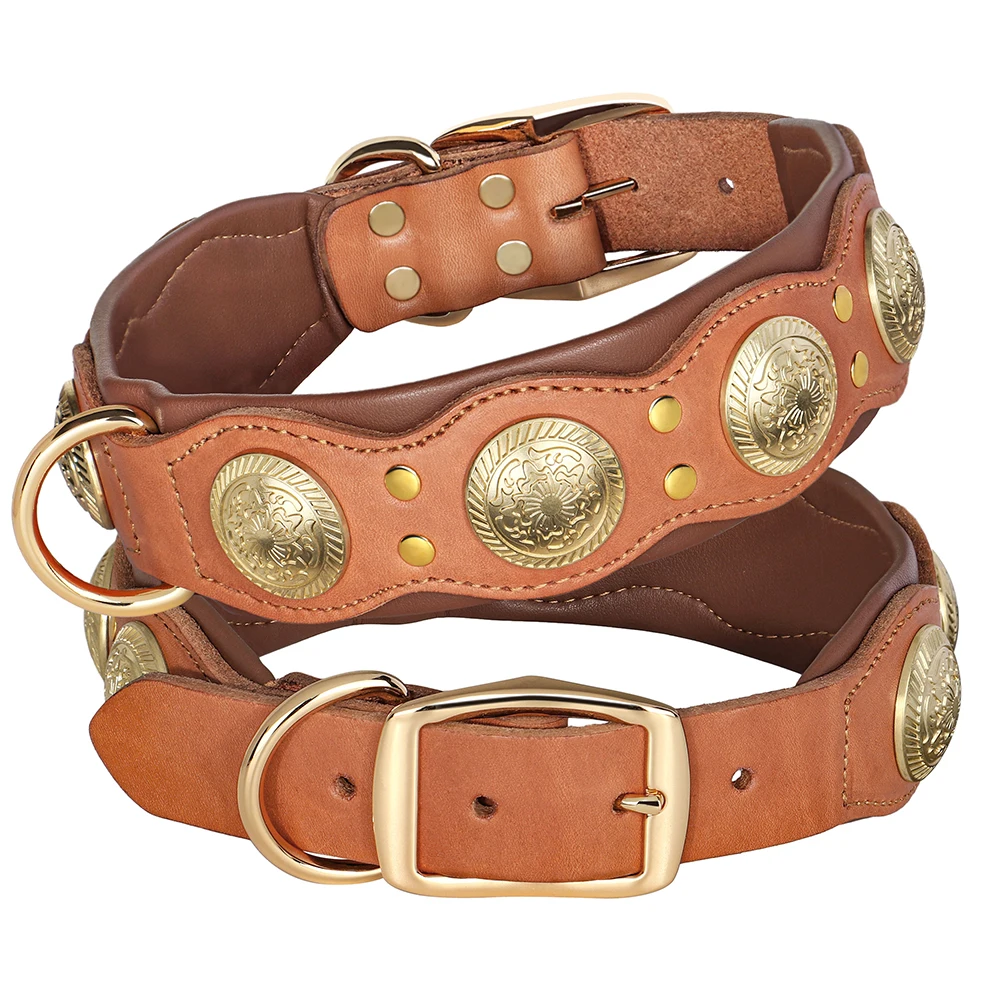 Durable Real Leather Dog Collar Cool Spiked Studded Collars for Medium Large Dogs Genuine Leather Pet Collar Pitbull Bulldog - Image 8
