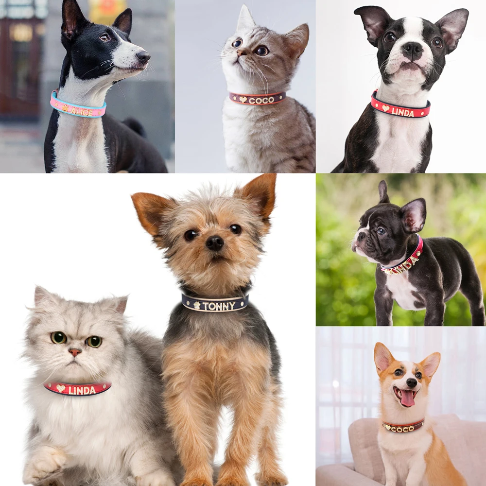 Personalized Puppy Dog Collar Bling Rhinestone Dogs Name Collars Chihuahua Pug Cat Collars Name Letter Charm Pet Accessories - Image 6