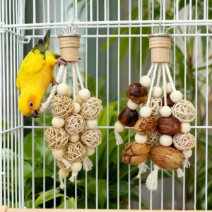 Funny Bird Chewing Toy Cotton Rope Pinecone Parrot Toy Bite Resistant Birds Tearing Toy Cockatiels Training Cage Toys Accessries