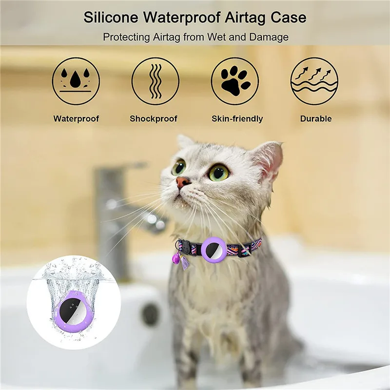 New Airtag Pet Collar Adjustable Nylon Puppy Cat Collar With Bell Anti-lost Pet Necklace With Apple Airtag Holder Pet Supplies - Image 5