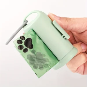 Retractable Dog Poop Bag Dispenser with One-Touch Lever - Leak-Proof Waste Bags, Compatible with All Dog Leashes