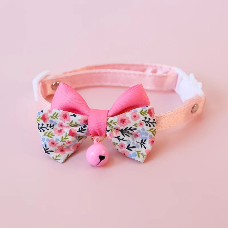 Bow Pet Collar, Cat Dog Collar Macaron Bell Safety Buckle Gradient Floral Bow Adjustable Knot Cat Collars for Kitten and Puppies - Image 8