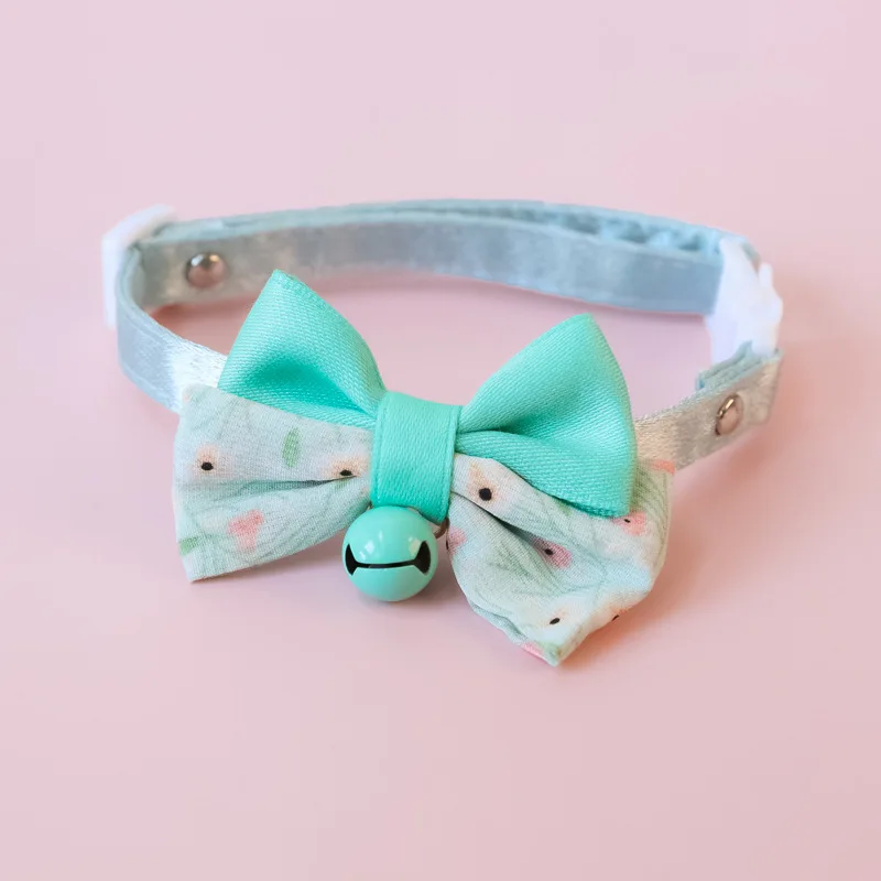 Bow Pet Collar, Cat Dog Collar Macaron Bell Safety Buckle Gradient Floral Bow Adjustable Knot Cat Collars for Kitten and Puppies - Image 12