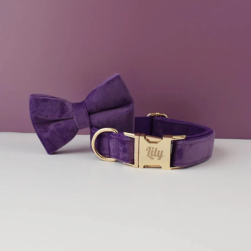 Velvet Collar Free Engrave Dog Collar Leash For Medium Big Pet Necklace Dog Accessories Dog Collars - Image 29