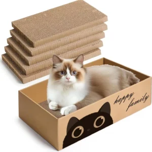 Durable Cardboard Cat Scratching Pad with Cat Bed Combo Non-Shedding All-Season Pet Bed Toy for Cats, Essential Pet Supplies