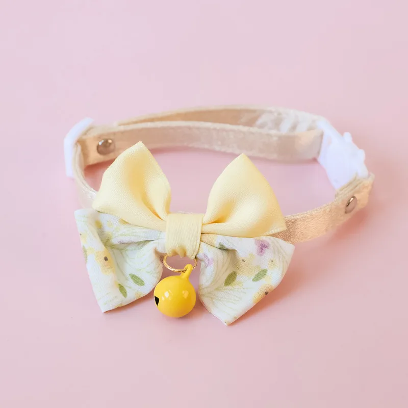 Bow Pet Collar, Cat Dog Collar Macaron Bell Safety Buckle Gradient Floral Bow Adjustable Knot Cat Collars for Kitten and Puppies - Image 9