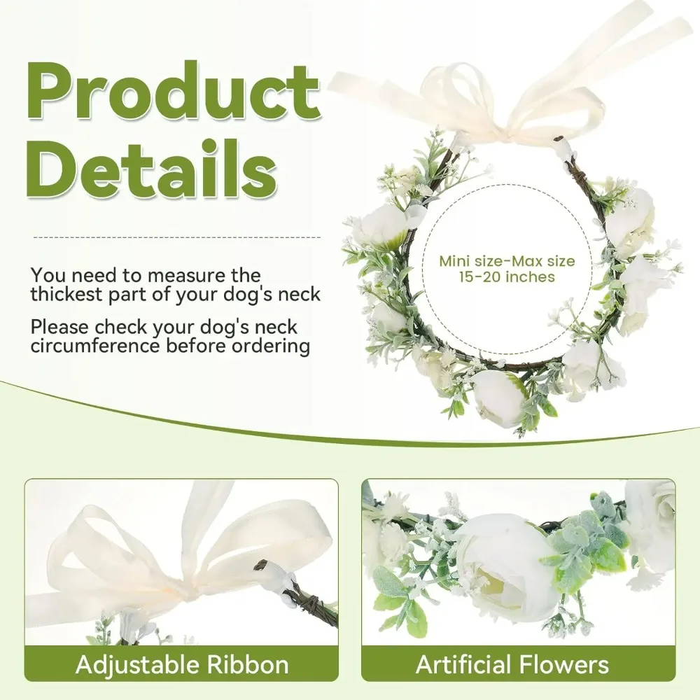 Adjustable Elegant Flower Dog Collar for Medium Large Dogs Cats Wedding Photo Props Pet Costume Accessories - Image 3