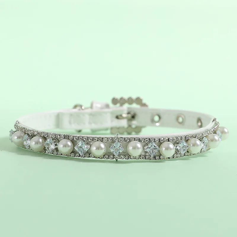 Fashion Cat Collar with Rhinestones Pet Pearl Necklace for Cats Puppy Rabbit Kitten Accessories Adjustable Collars Pets Supplies - Image 7