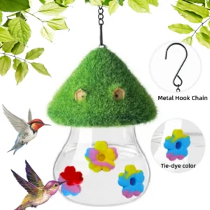 Hanging Hummingbird Feeders Mushrooms Wind Chimes Humming Bird Feeder Bird Feeding Station for Outside Garden Backyard Decor