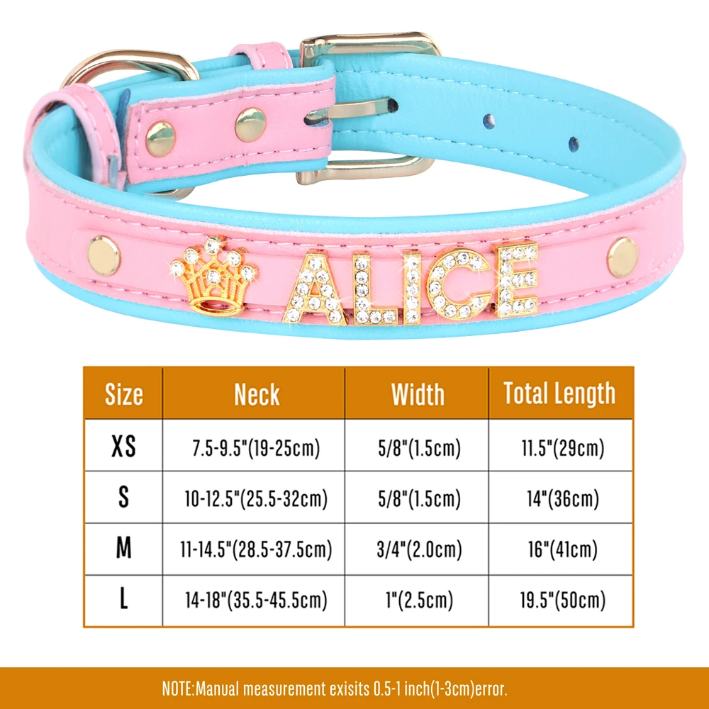 Personalized Puppy Dog Collar Bling Rhinestone Dogs Name Collars Chihuahua Pug Cat Collars Name Letter Charm Pet Accessories - Image 7