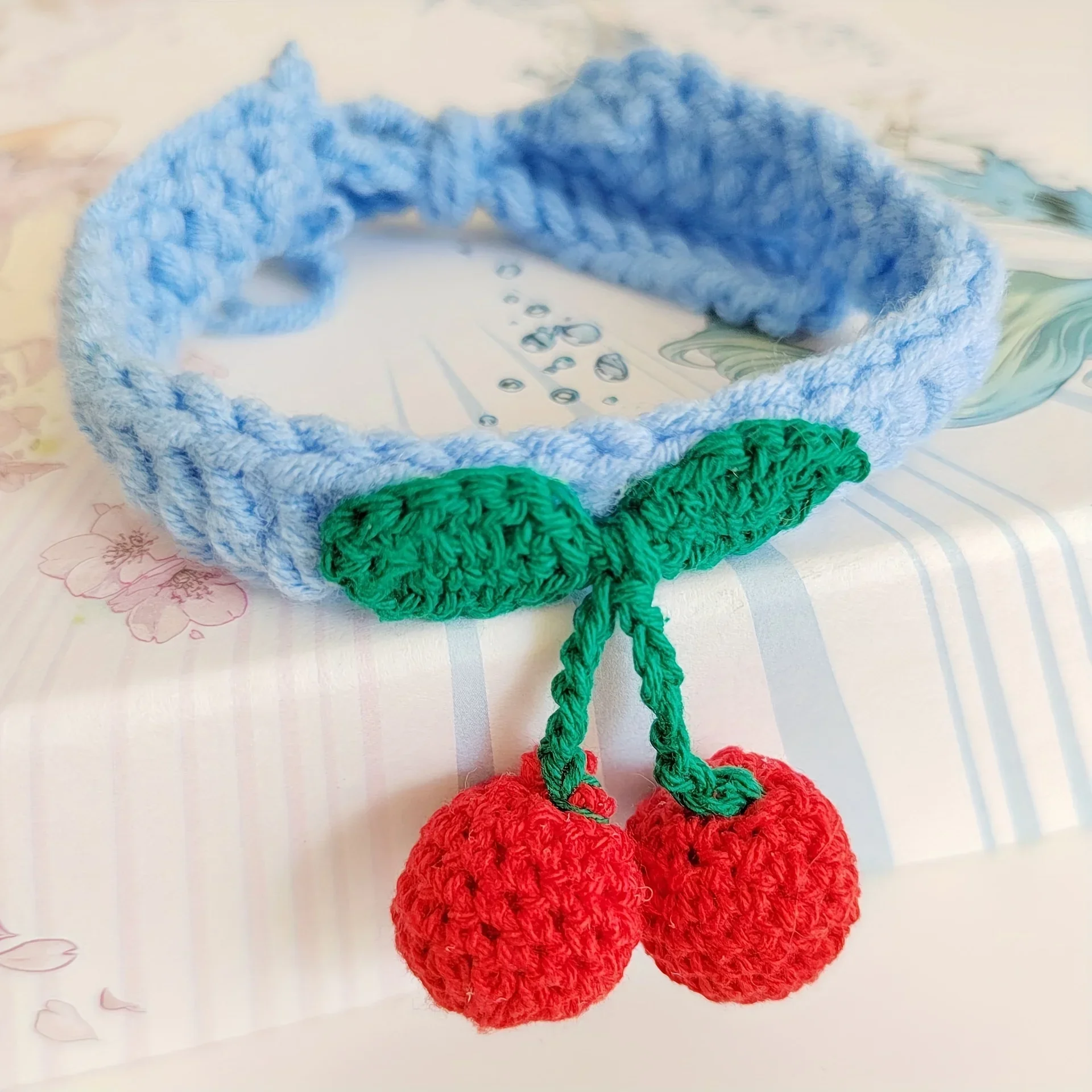Pet Collar Handmade Knitted Cat Collar With Cherry Decor Cute Cat Necklace Cat Supplies ะพัะตะนะฝะธะบ ะดะปั ะบะพัะตะบ para gatos accesorios - Image 8