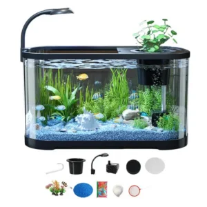 Aquarium Kit Small Gold Fish Tank Starter Kit Desktop Beginner Aquarium Household Fish Bowl for Betta Tortoise Frog Home decor