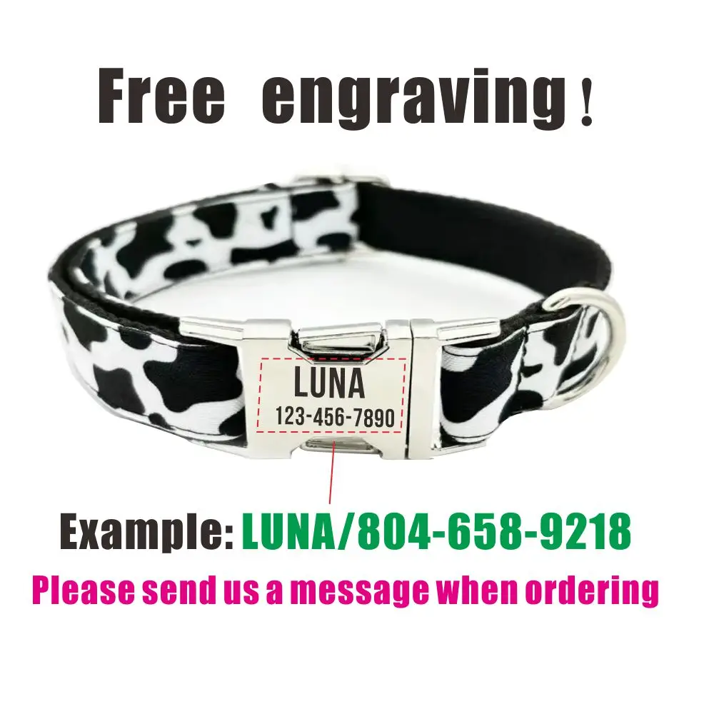 Free Engraving Personalized Dog Collars,Matching Leashes,Customized ID Name Contacts Muilti Design Adjustable Pet Collars - Image 4